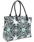 $180 Steve Madden Patterned 16" Green Printed Tribal Metro Tote Travel Bag Large - evorr.com