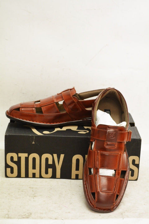 Nuovo Stacy Adams Uomo Brighton - Closedtoe Pescatore Sandali Marrone 11.5 USA