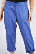 Lee Platinum Women's Blue Relaxed Fit Mid Rise Cuffed Cargo Capri Cropped Pant 8 - evorr.com