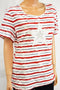 Karen Scott Women's Cotton Red Embellished-Star Striped Blouse Top Plus 3X
