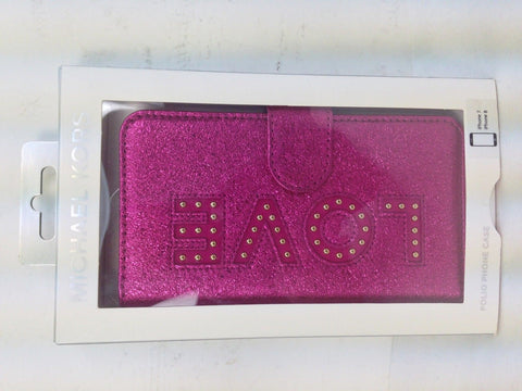 $99 New Michael Kors Women's iPhone 7 & 8 Folio Phone Case (Love in Ultra Pink)
