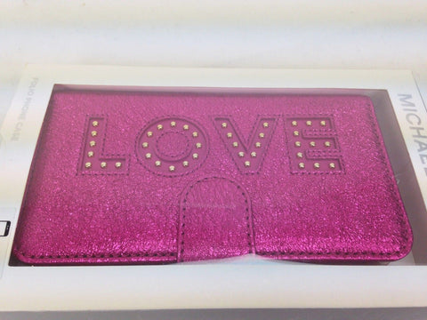 $99 New Michael Kors Women's iPhone 7 & 8 Folio Phone Case (Love in Ultra Pink)