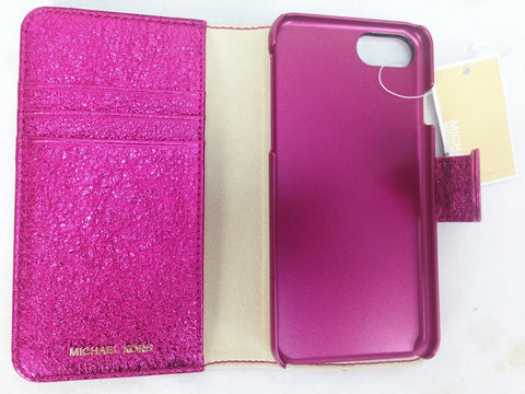 $99 New Michael Kors Women's iPhone 7 & 8 Folio Phone Case (Love in Ultra Pink)