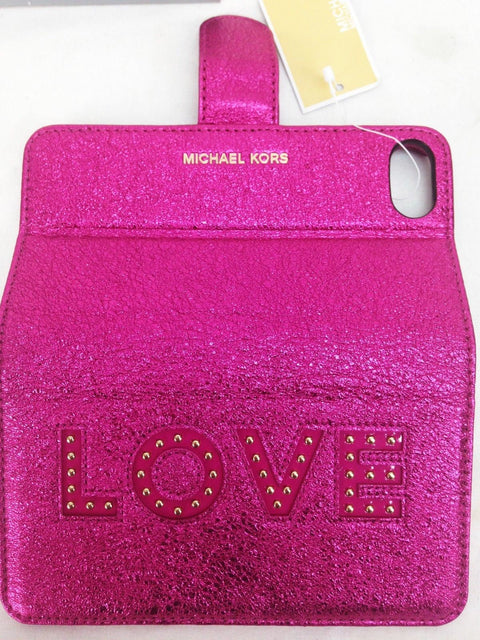 $99 New Michael Kors Women's iPhone 7 & 8 Folio Phone Case (Love in Ultra Pink)