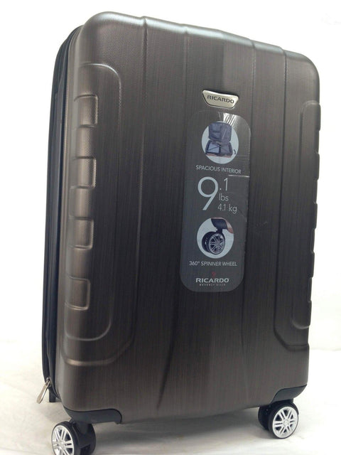$320 NEW Ricardo Pacifica 25" Hardside 8 Spinner Wheels Suitcase Luggage Brown