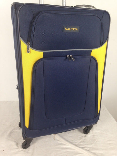 $460 Nautica Oceanview 28" Luggage Spinner Suitcase Blue Yellow Expandable