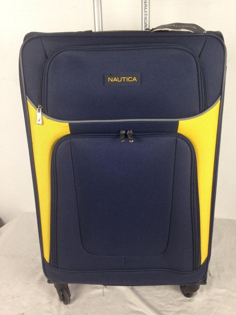 $460 Nautica Oceanview 28" Luggage Spinner Suitcase Blue Yellow Expandable
