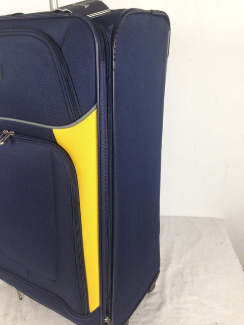 $460 Nautica Oceanview 28" Luggage Spinner Suitcase Blue Yellow Expandable