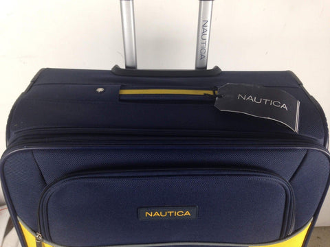 $460 Nautica Oceanview 28" Luggage Spinner Suitcase Blue Yellow Expandable