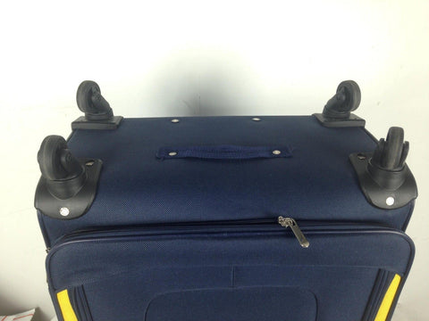 $460 Nautica Oceanview 28" Luggage Spinner Suitcase Blue Yellow Expandable