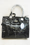 $320 New MCKlein USA Francesca Black Faux Patent Croco Leather Tote Bag Black