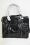 $320 New MCKlein USA Francesca Black Faux Patent Croco Leather Tote Bag Black