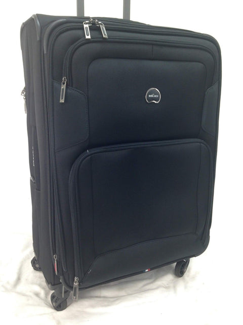 $260 Delsey Opti-Max 25" Expandable Spinner Travel Suitcase Luggage Black Soft