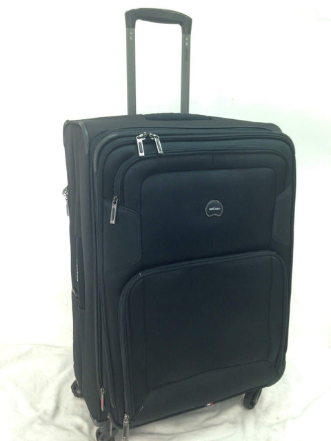 $260 Delsey Opti-Max 25" Expandable Spinner Travel Suitcase Luggage Black Soft