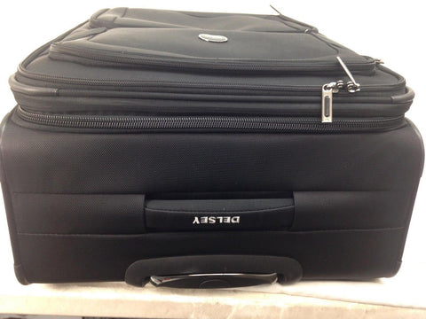 $260 Delsey Opti-Max 25" Expandable Spinner Travel Suitcase Luggage Black Soft