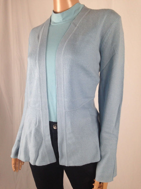 $159 Charter Club Womens Peplum 100% Cashmere Wool Front Open Cardigan Sweater L - evorr.com