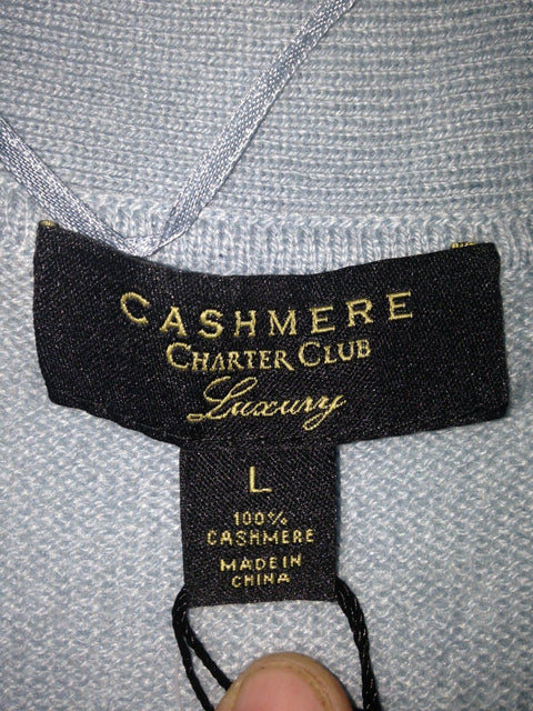 $159 Charter Club Womens Peplum 100% Cashmere Wool Front Open Cardigan Sweater L - evorr.com
