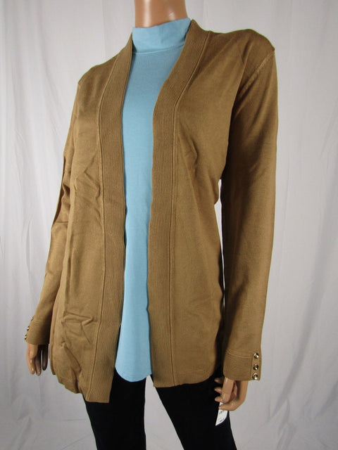 Charter Club Women Long-Sleeve Open-Front Cardigan Knitted Salty Nut Top XXL 2XL