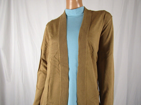 Charter Club Women Long-Sleeve Open-Front Cardigan Knitted Salty Nut Top XXL 2XL