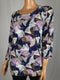 JM Collection Women's Printed Jacquard Top Periwinkle Deco Plumes Blouse Top 2XL