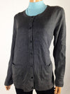 Karen Scott Women Long Sleeve Front Button Cardigan Cotton Sweater Gray Size M