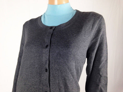 Karen Scott Women Long Sleeve Front Button Cardigan Cotton Sweater Gray Size M