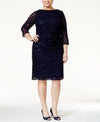 $109 New Jessica Howard Women's Blue 3/4 Sleeve Lace Sequin Cocktail Dress 18W - evorr.com