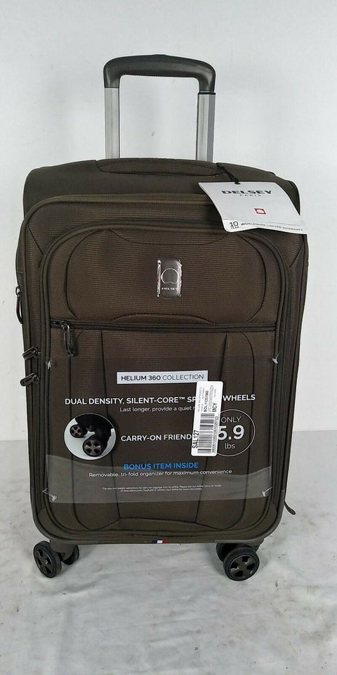 $260 Delsey Helium 360 21" Expandable Spinner Carry-On Suitcase Luggage Olive