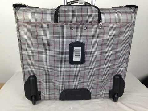 $400 London Fog Knightsbridge 44" Rolling Garment Travel Bag Gray Plaids Luggage