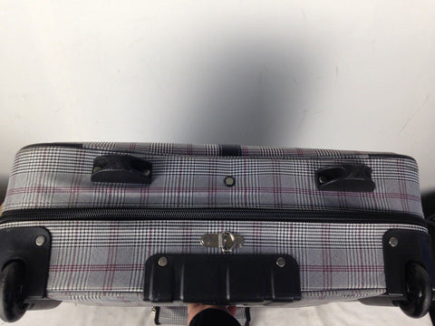 $400 London Fog Knightsbridge 44" Rolling Garment Travel Bag Gray Plaids Luggage