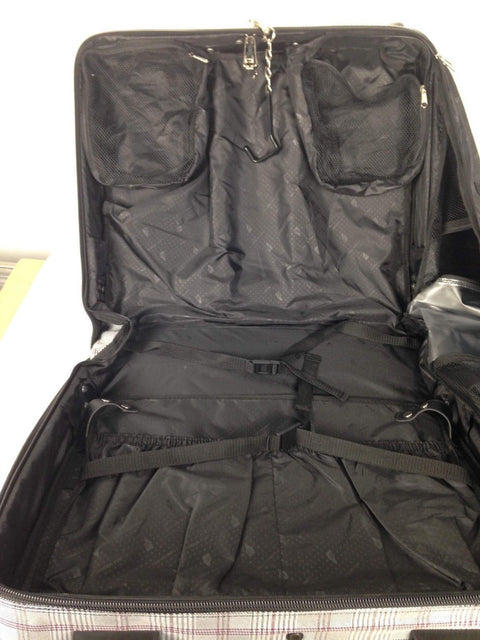 $400 London Fog Knightsbridge 44" Rolling Garment Travel Bag Gray Plaids Luggage