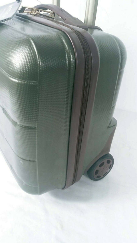 $200 New Brentwood 15" Hardside Under-Seat Carry-On Suitcase Olive Green Luggage