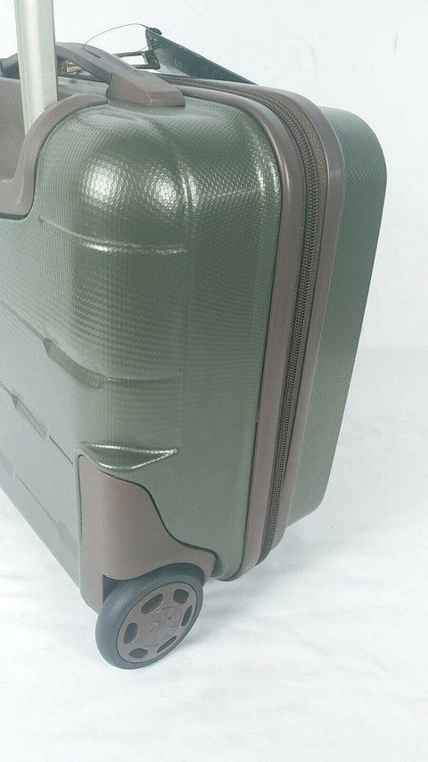$200 New Brentwood 15" Hardside Under-Seat Carry-On Suitcase Olive Green Luggage