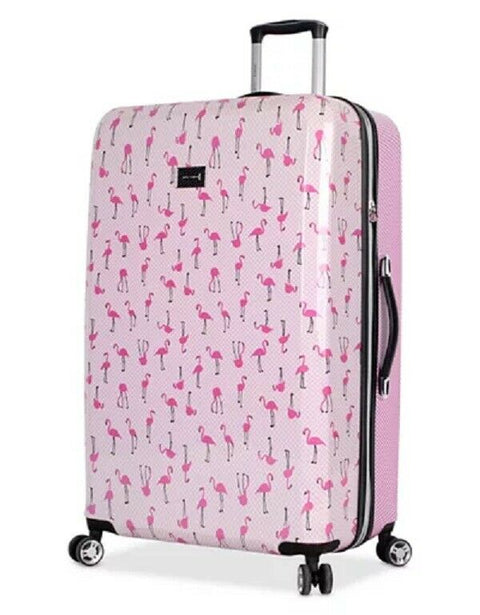 $350 New Betsey Johnson Flamingo Strut 30" Hard Spinner Suitcase Luggage Pink