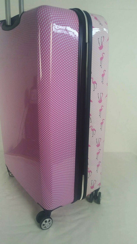 $350 New Betsey Johnson Flamingo Strut 30" Hard Spinner Suitcase Luggage Pink