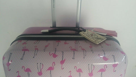 $350 New Betsey Johnson Flamingo Strut 30" Hard Spinner Suitcase Luggage Pink