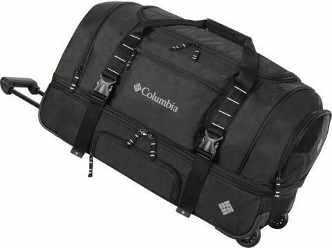 New Columbia 26" Drop Bottom Wheeled Travel Duffle Bag Black Trolley