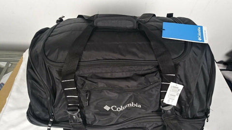 New Columbia 26" Drop Bottom Wheeled Travel Duffle Bag Black Trolley