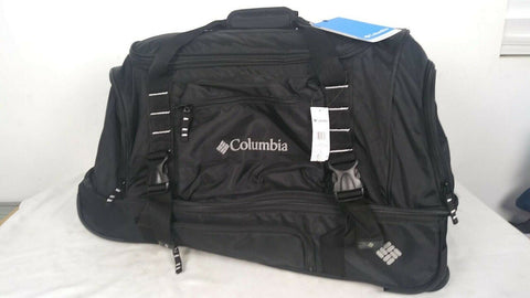 New Columbia 26" Drop Bottom Wheeled Travel Duffle Bag Black Trolley