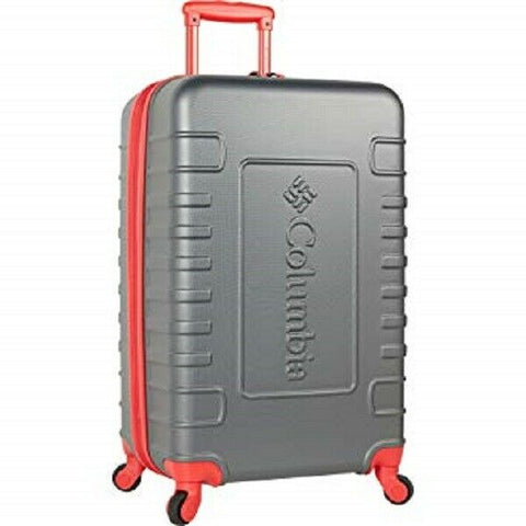 $300 New Columbia 25" Hardside Expandable Spinner Luggage Suitcase Grey Red