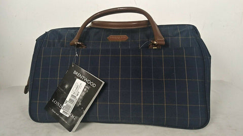 $200 New London Fog Brentwood 20" Duffel Bag Blue checked