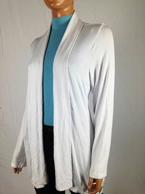 $59 New Style&Co. Women's Long Sleeve Front Open White Hi-Low Cardigan Shrug  L