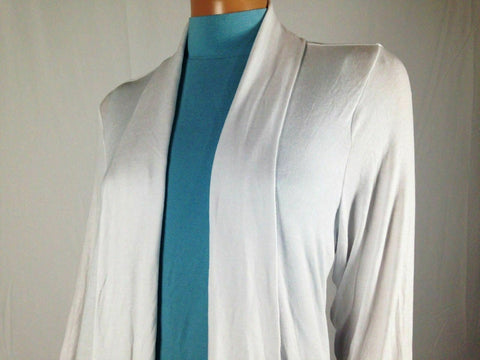 $59 New Style&Co. Women's Long Sleeve Front Open White Hi-Low Cardigan Shrug  L