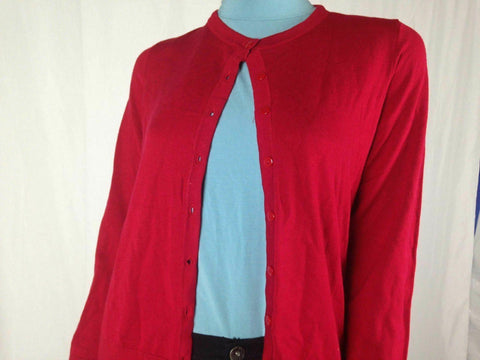 $89 Charter Club Women's Long Sleeve Red Button Front Cardigan Sweater Size M