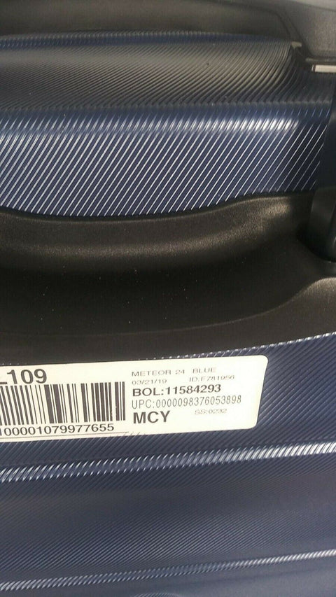 $300 Delsey Meteor 24" Hard Double Spinner Suitcase Luggage Expandable Blue