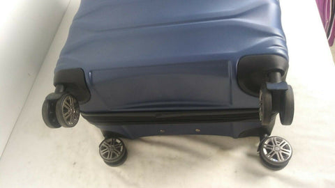 $300 Delsey Meteor 24" Hard Double Spinner Suitcase Luggage Expandable Blue