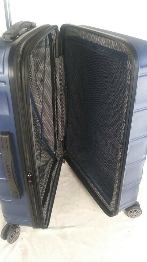 $300 Delsey Meteor 24" Hard Double Spinner Suitcase Luggage Expandable Blue