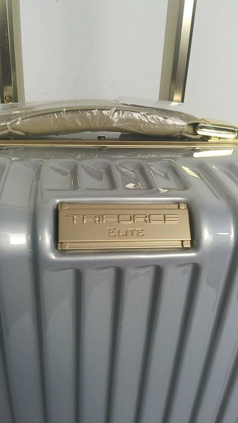$360 New TRIFORCE Sterling 22" Carry On Spinner Luggage Suitcase Silver TSA Lock