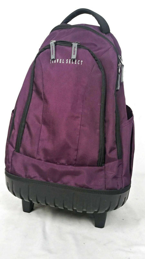 $100 Travel Select 18" Rolling Wheeled Travel Backpack Purple