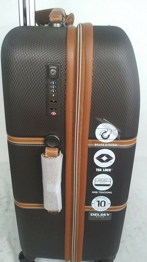 $700 Delsey Chatelet Plus 24" Hardcase Spinner Travel Suitcase Luggage Brown